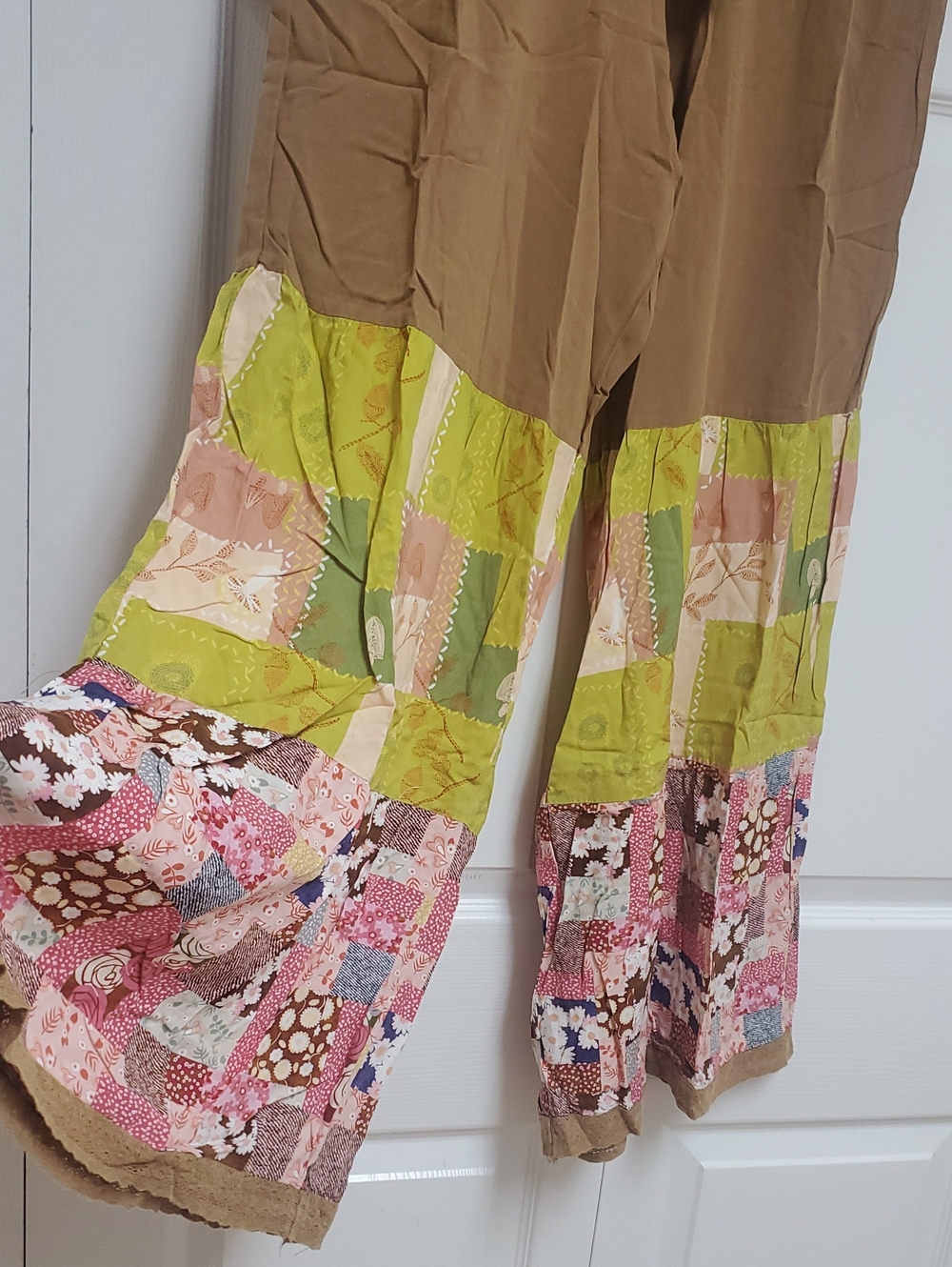Easel Los Angeles Boho Patchwork Wide-Leg Pants/M - Picture 3 of 13